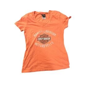 Harley-Davidson Size M - F.X. Caprara Adams Center NY V-Neck - Safety Orange